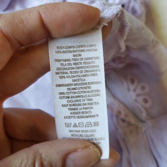 Free People Lavender Striped Embroidered Tee Sz XS - Picture 8 of 10